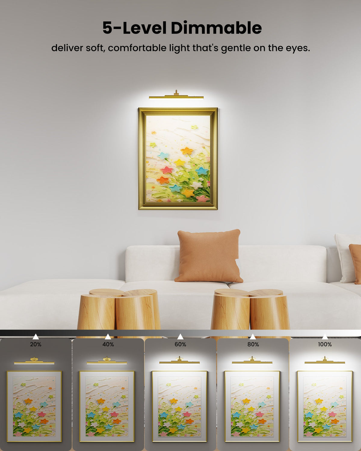 Picture Light for Wall Wireless Rechargeable 16 Inch Gold Craftersmark