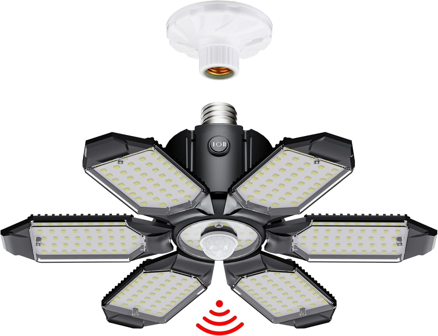 Motion Sensor Garage Light, 20000LM 200W Garage Lights Ceiling Led Motion Activated,Motion Light Indoor with Dusk to Dawn, E26/E27 Screw in Shop Light for Basement Barn Attic Warehouse Craftersmark
