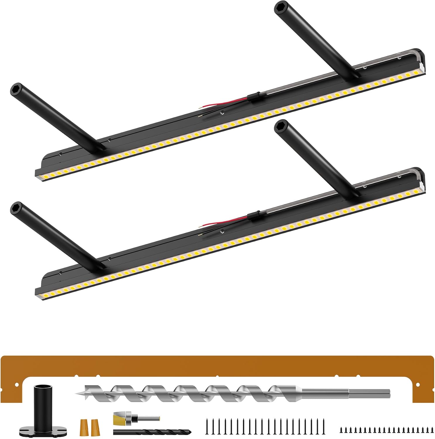2pcs LED Floating Shelf Bracket with Lights, Hidden Floating Shelf Hardware with Integrated Lighting, Create Warm 2700K Lighted Wall Shelf, Heavy Duty Fireplace Mantel Brackets,150lbs Craftersmark