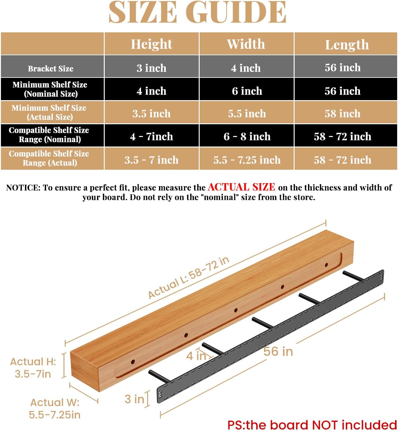 1 Pack Large Shelf Brackets Long Floating Shelf Bracket Invisible Floating Shelf Hardware Heavy Duty Floating Mantel Brackets Craftersmark