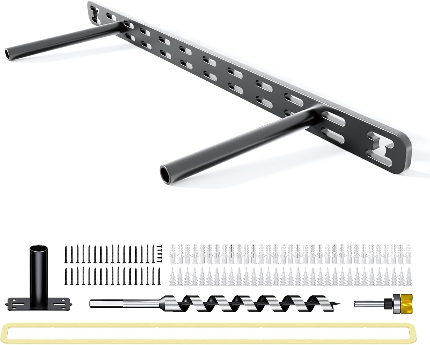 1pc Floating Shelf Bracket Heavy Duty,Decorative Floating Shelf Hardware Hidden Black Metal Fireplace Mantel Brackets (18"X4"X1.0" with Tools) Craftersmark