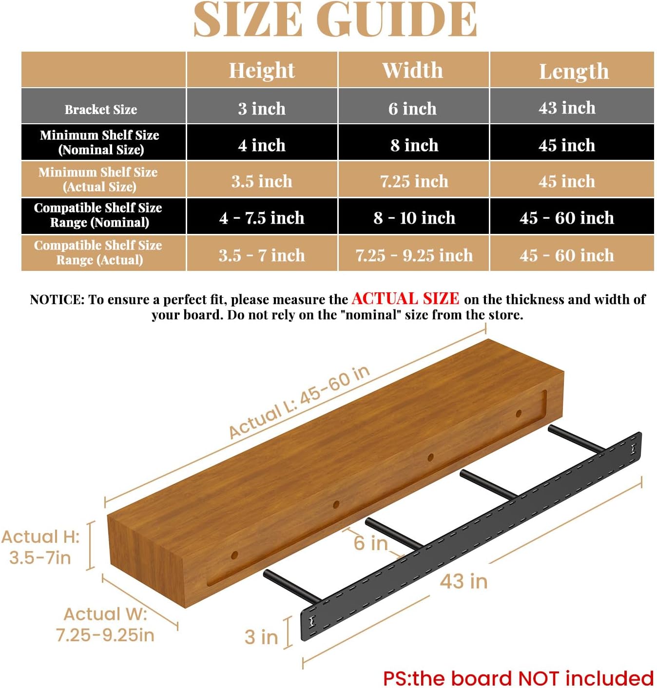1 Pack Large Shelf Brackets Long Floating Shelf Bracket Invisible Floating Shelf Hardware Heavy Duty Floating Mantel Brackets Craftersmark