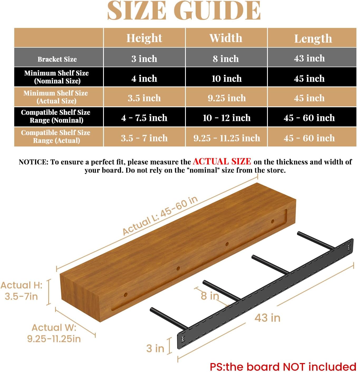 1 Pack Large Shelf Brackets Long Floating Shelf Bracket Invisible Floating Shelf Hardware Heavy Duty Floating Mantel Brackets Craftersmark