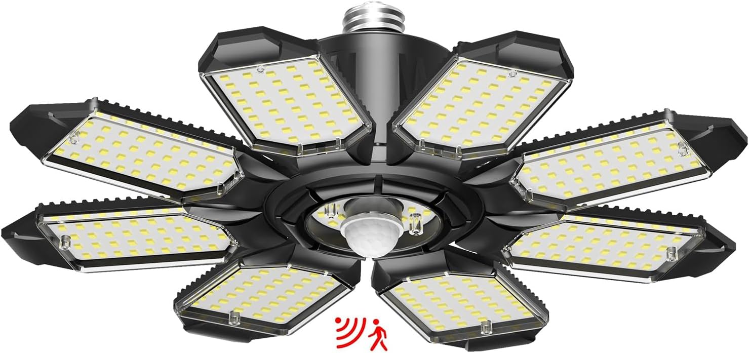 Motion Sensor Garage Light, 25000LM 250W Garage Ceiling Led Motion Activated,Motion Sensor Light Indoor with Dusk to Dawn, E26 Screw in Shop Light for Basement Barn Attic Warehouse Craftersmark