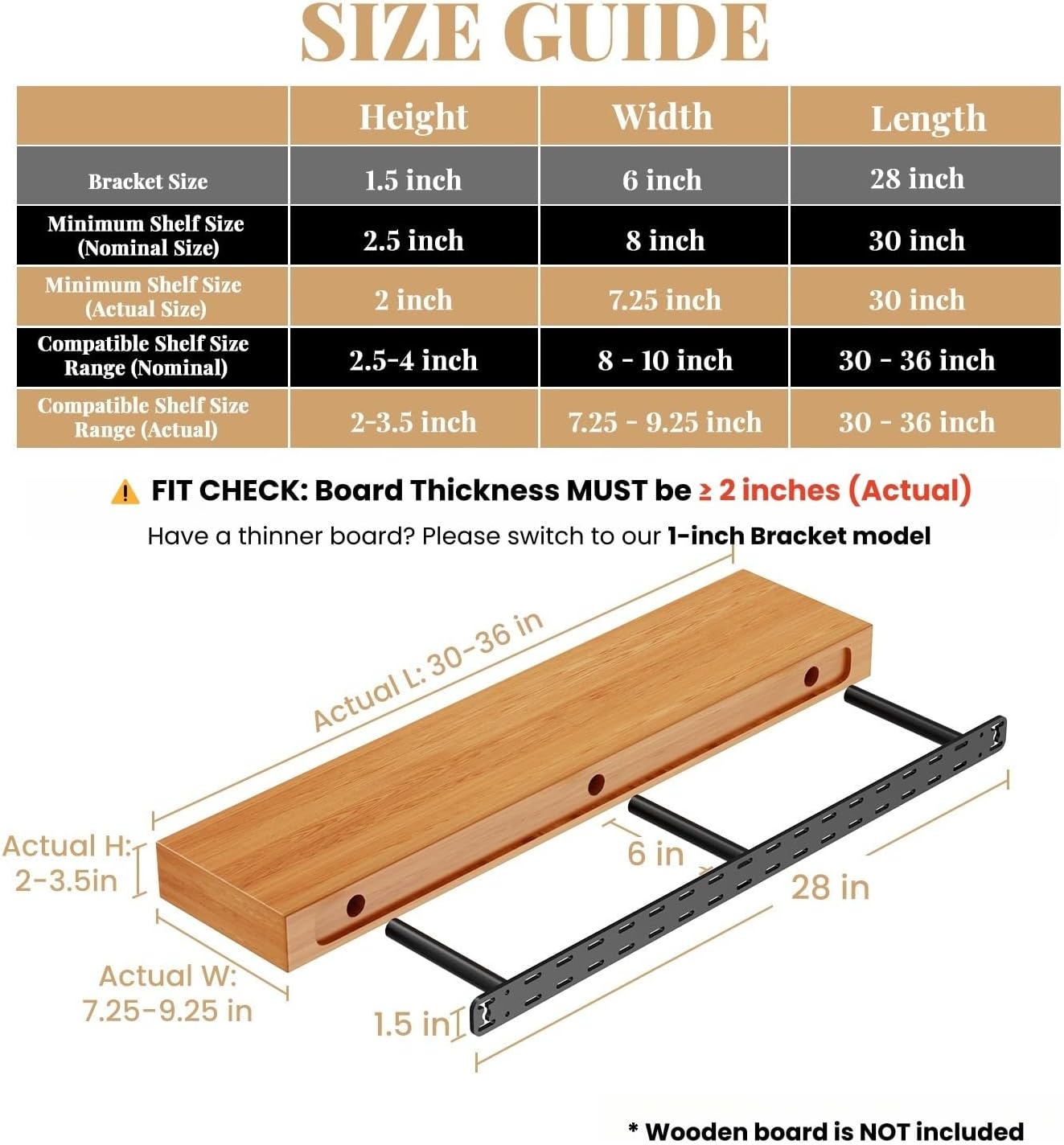 28" x 6" x 1.5" Craftersmark