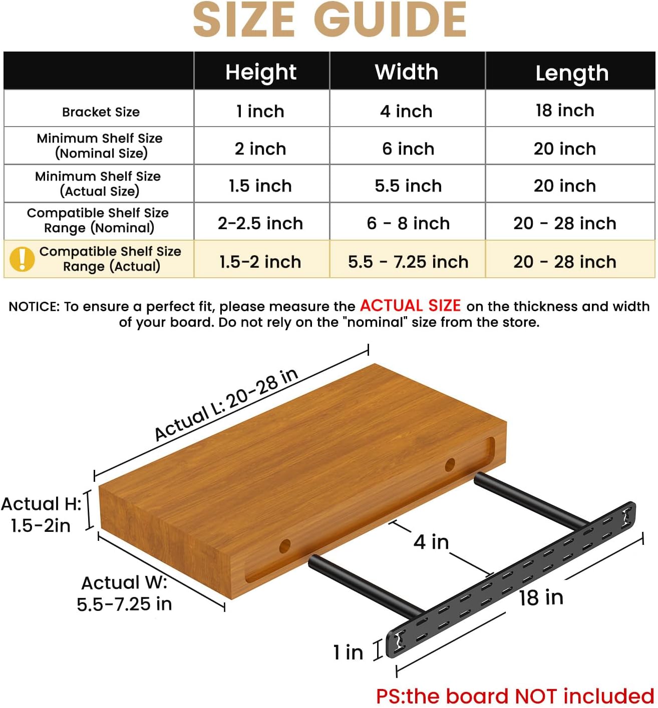 2pcs Floating Shelf Bracket Heavy Duty,Decorative Floating Shelf Hardware Hidden Black Metal Fireplace Mantel Brackets Without Jig (Without Tools) Craftersmark