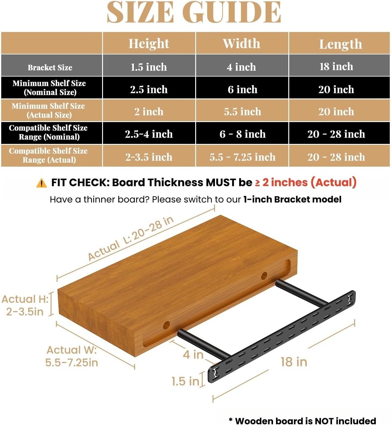 1pc Floating Shelf Hardware Heavy Duty Hidden Shelf Brackets Support,Wall Mounting Invisible Floating Shelves Bracket Without Jig Craftersmark