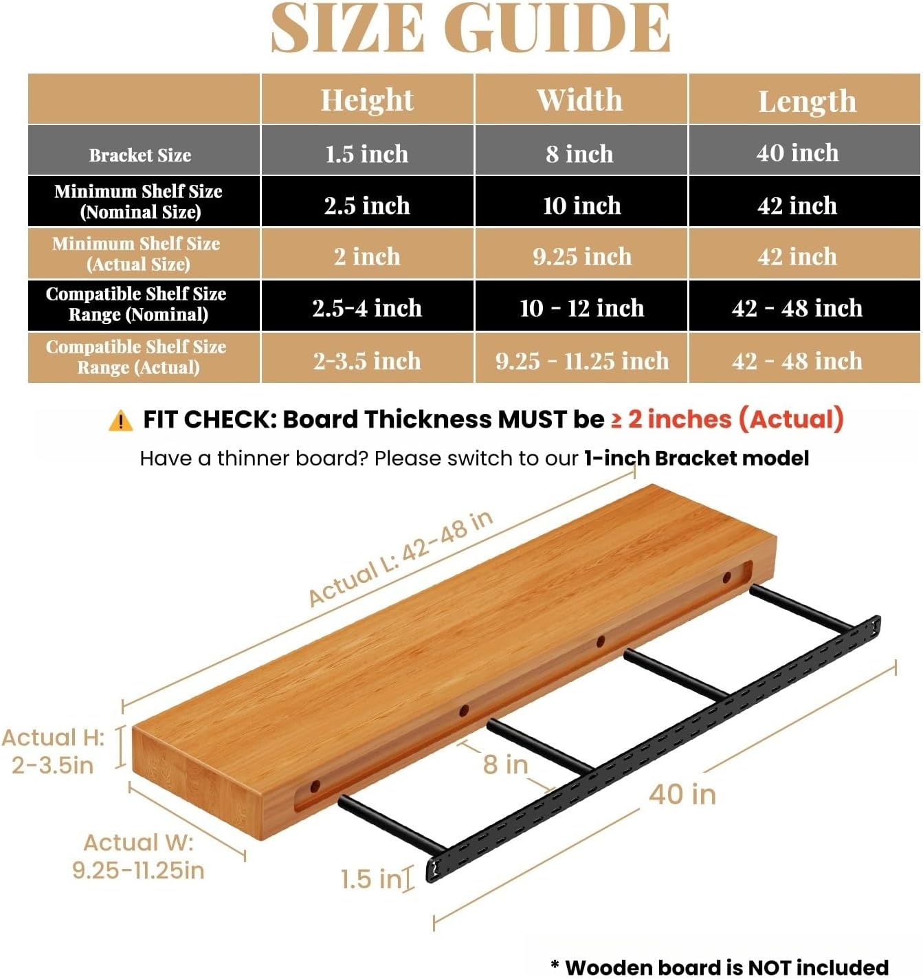 40" x 8" x 1.5" Craftersmark