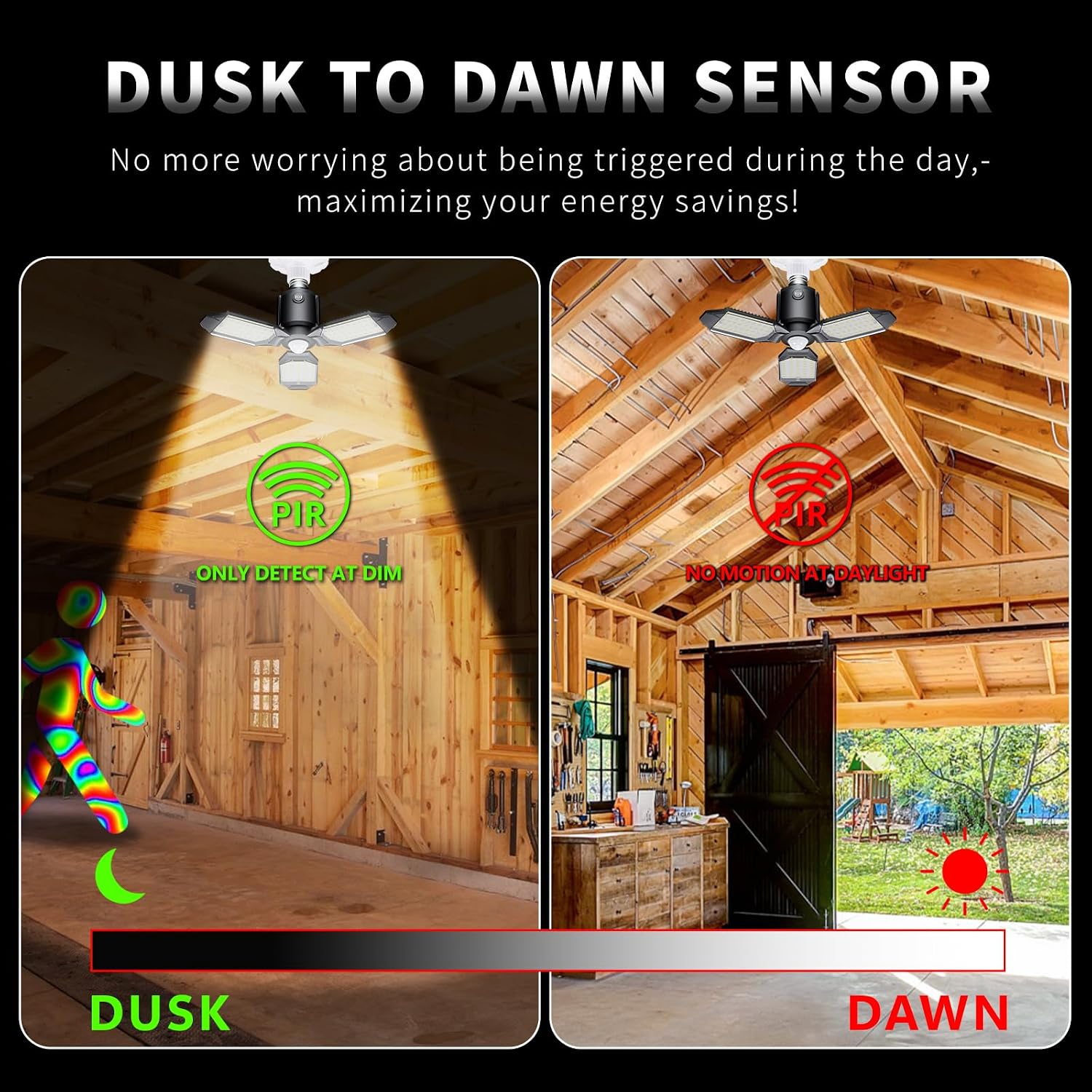 Motion Sensor Garage Light, 80W Motion Activated LED Shop Light for Stairway, Workshop, Basement Craftersmark
