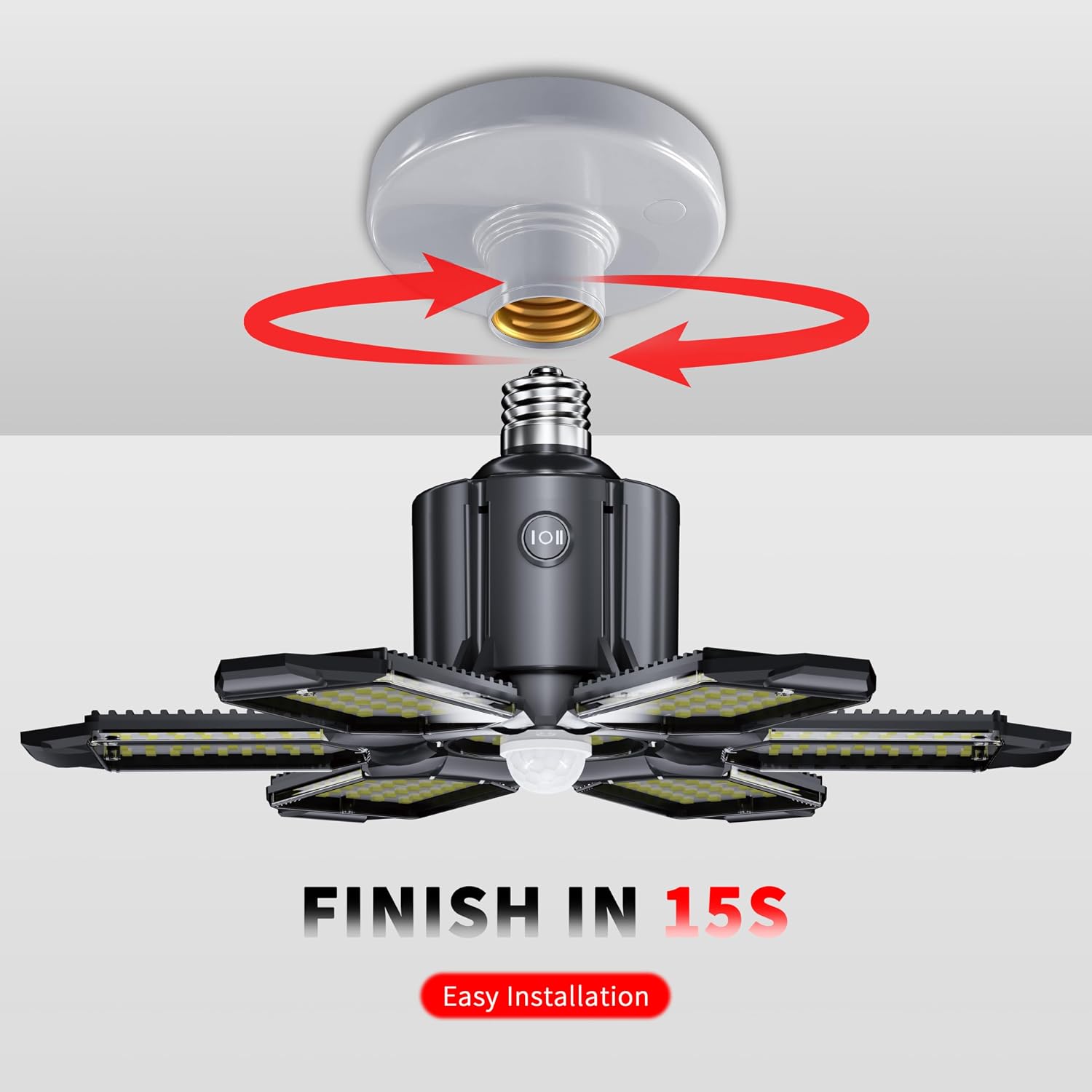 Motion Sensor Garage Light, 20000LM 200W Garage Lights Ceiling Led Motion Activated,Motion Light Indoor with Dusk to Dawn, E26/E27 Screw in Shop Light for Basement Barn Attic Warehouse Craftersmark