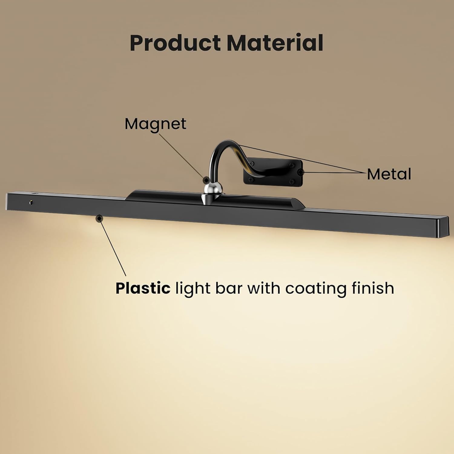 24 Inch Picture Light - Black 6000mAh Battery Operated Wireless Wall Sconce with Remote & Timer for Paintings, Gallery, Mirror & Artwork Craftersmark
