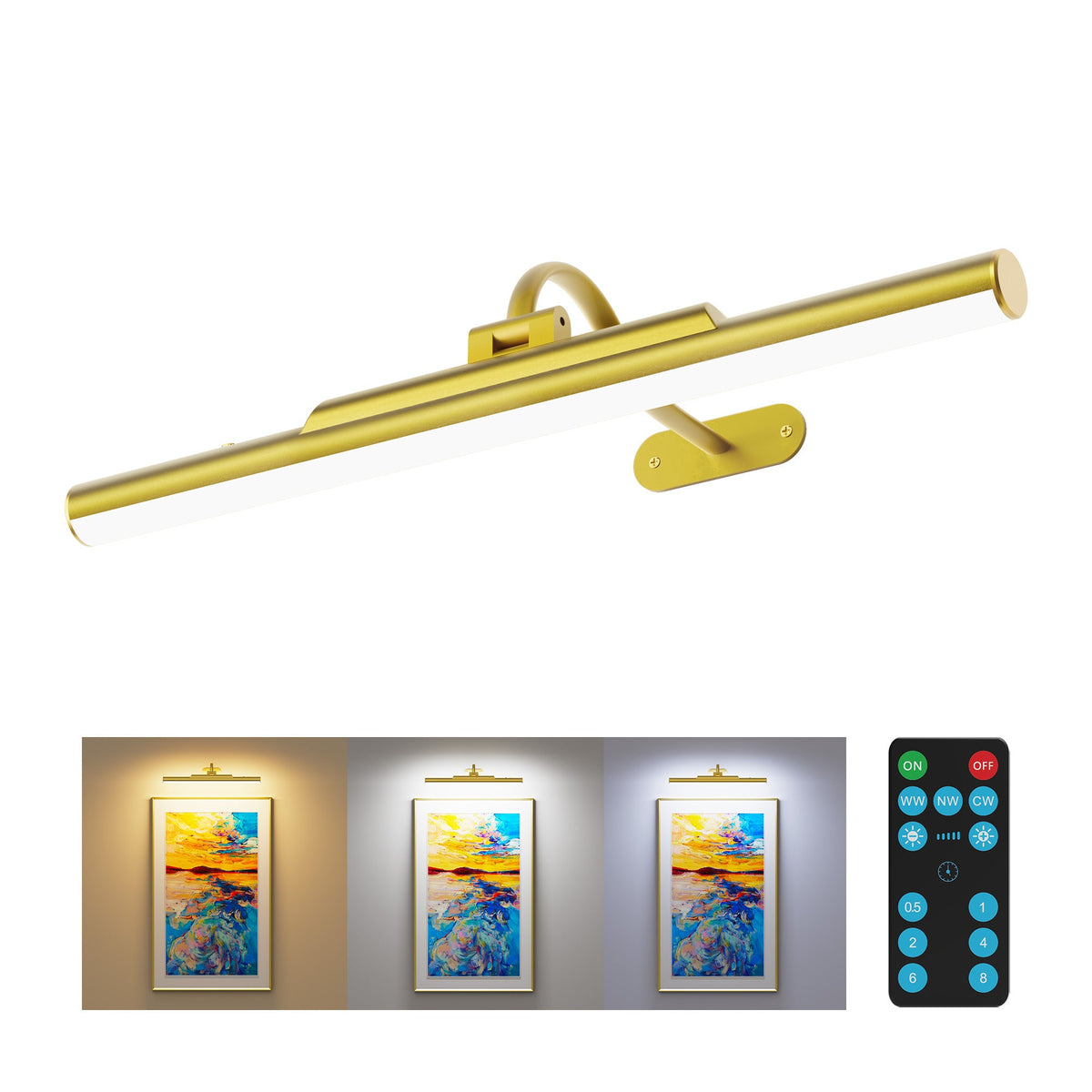 Picture Light for Wall Wireless Rechargeable 16 Inch Gold Craftersmark