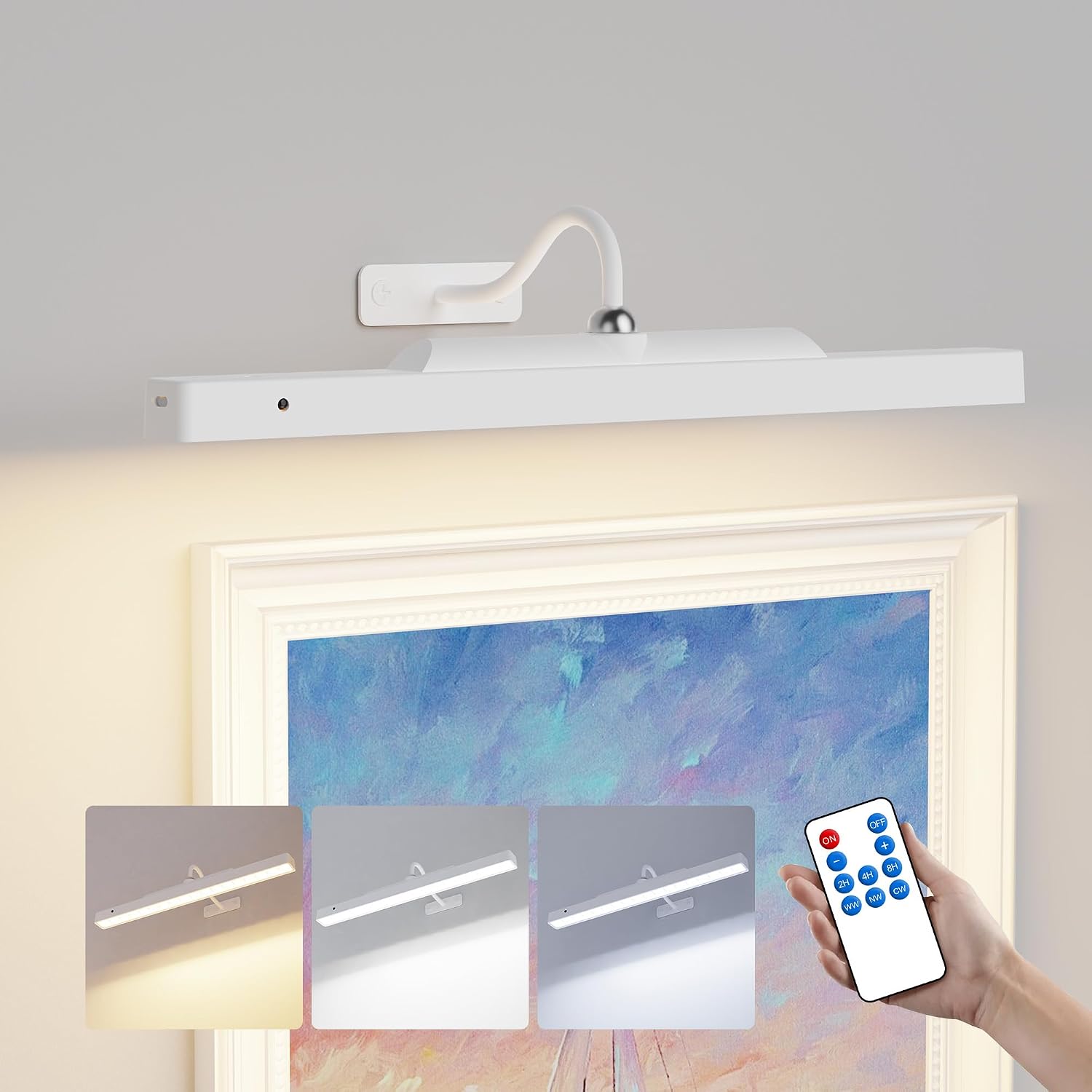 Dimmable Cordless Picture Light for Wall 16in, 5000mAh Rechargeable Battery Wall Sconce Art Light, CRI 95+ 350LM Wall Light for Gallery Artwork, Paintings, Photo,Portraits Craftersmark