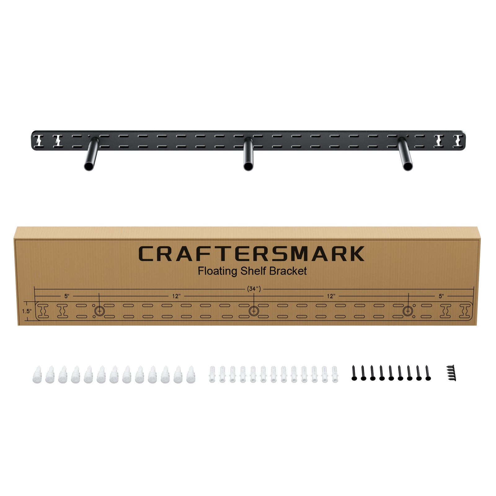 Floating Shelf Brackets--1.5 inch backplate for shelves 2''-3'' thick Craftersmark