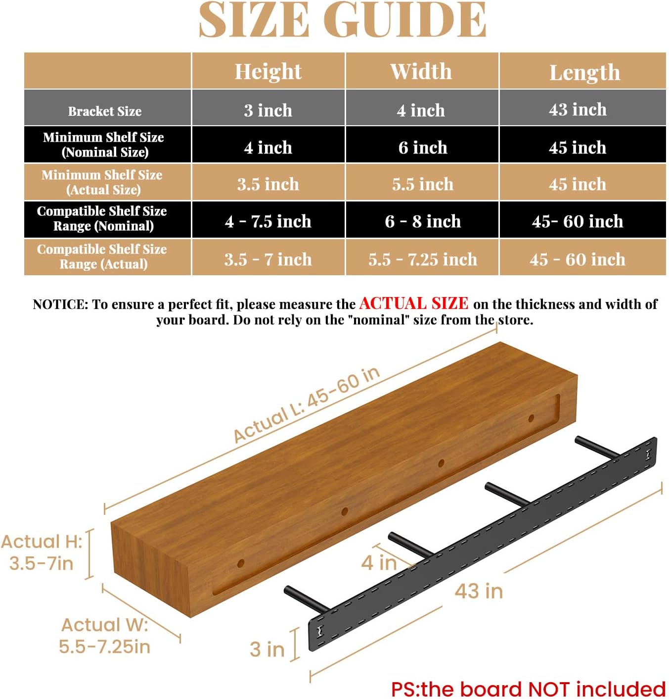 1 Pack Large Shelf Brackets Long Floating Shelf Bracket Invisible Floating Shelf Hardware Heavy Duty Floating Mantel Brackets Craftersmark
