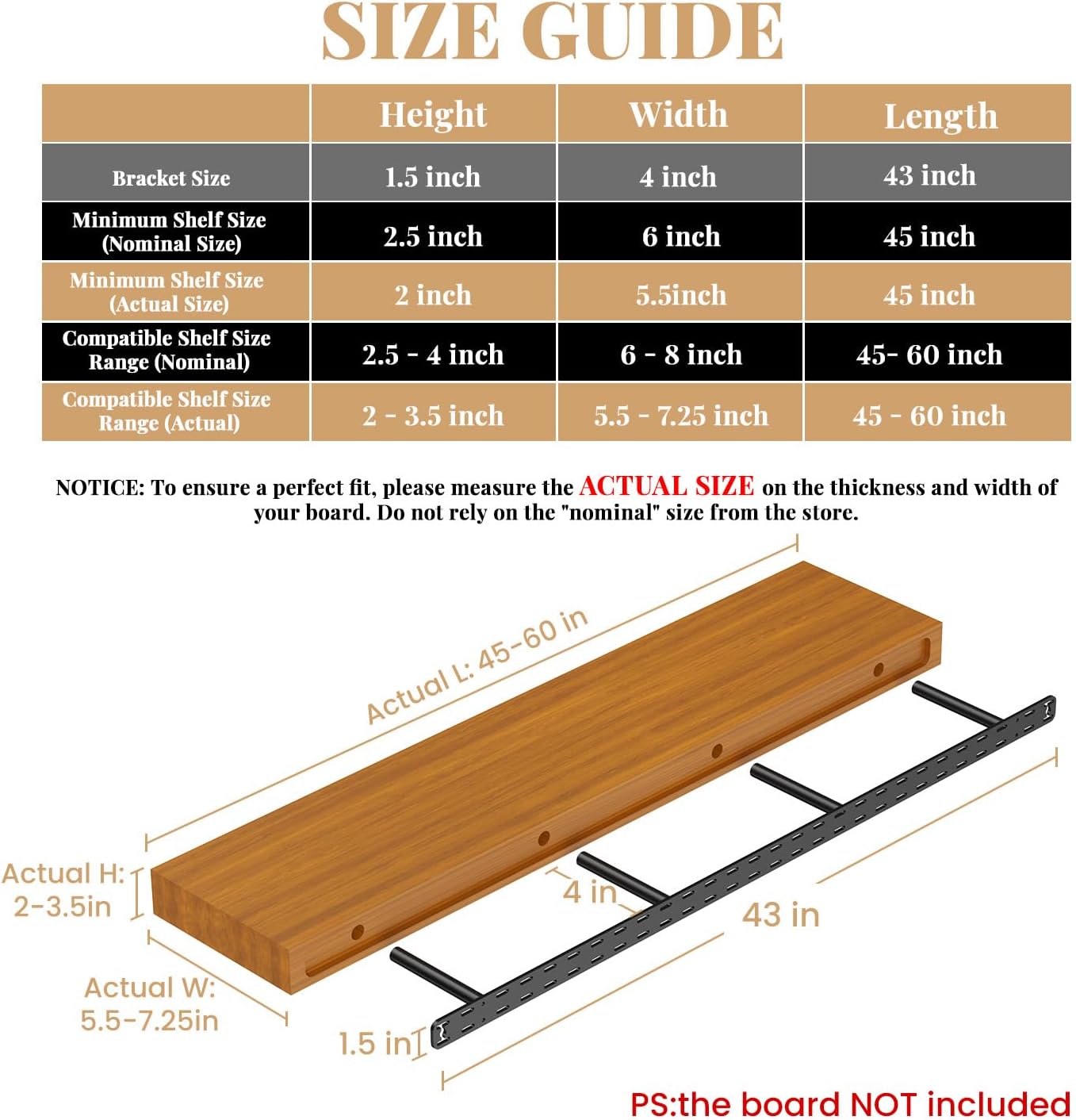 1 Pack Large Shelf Brackets Long Floating Shelf Bracket Invisible Floating Shelf Hardware Heavy Duty Floating Mantel Brackets Craftersmark