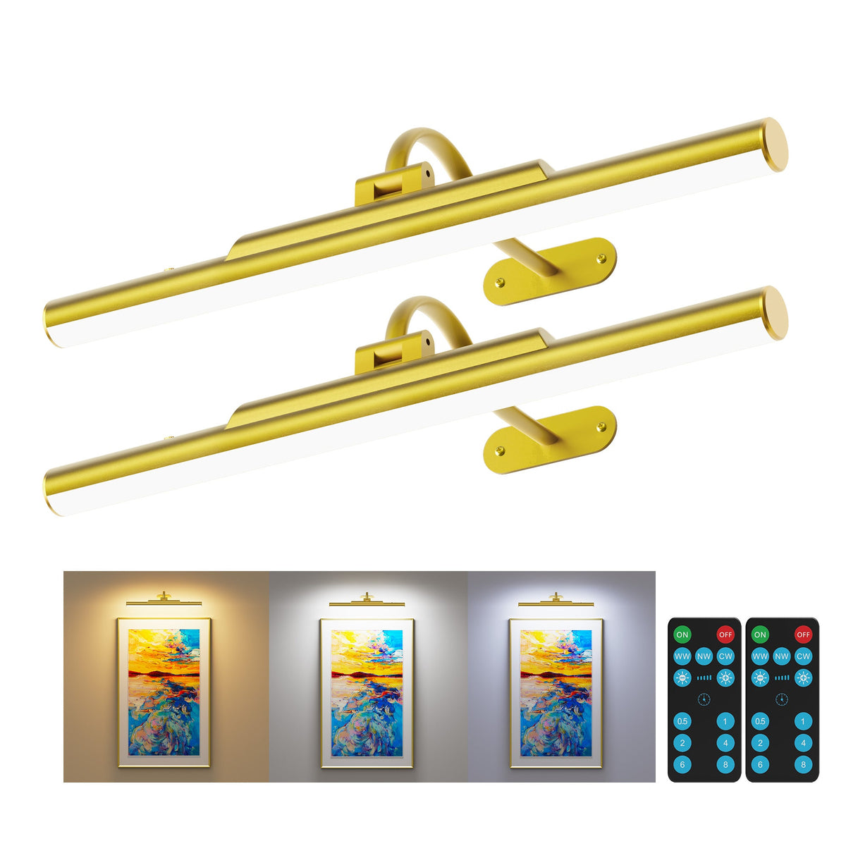 Picture Light for Wall Wireless Rechargeable 16 Inch Gold Craftersmark