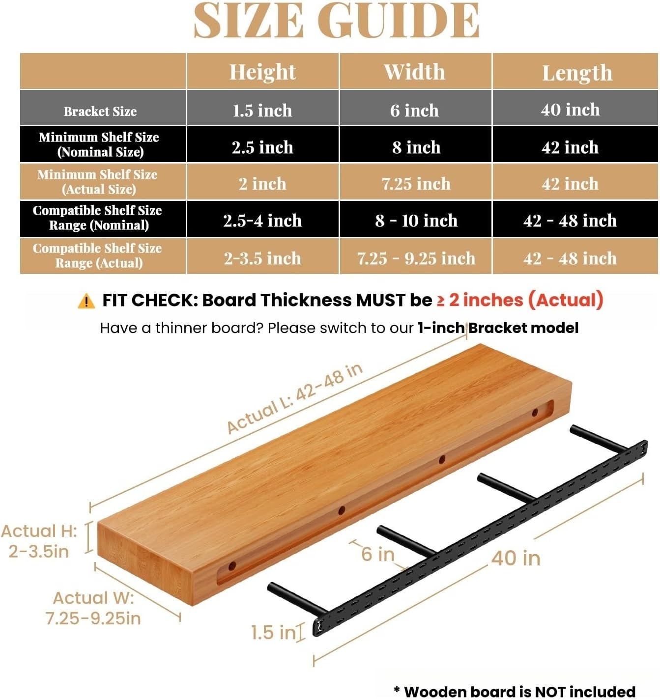 40" x 6" x 1.5" Craftersmark