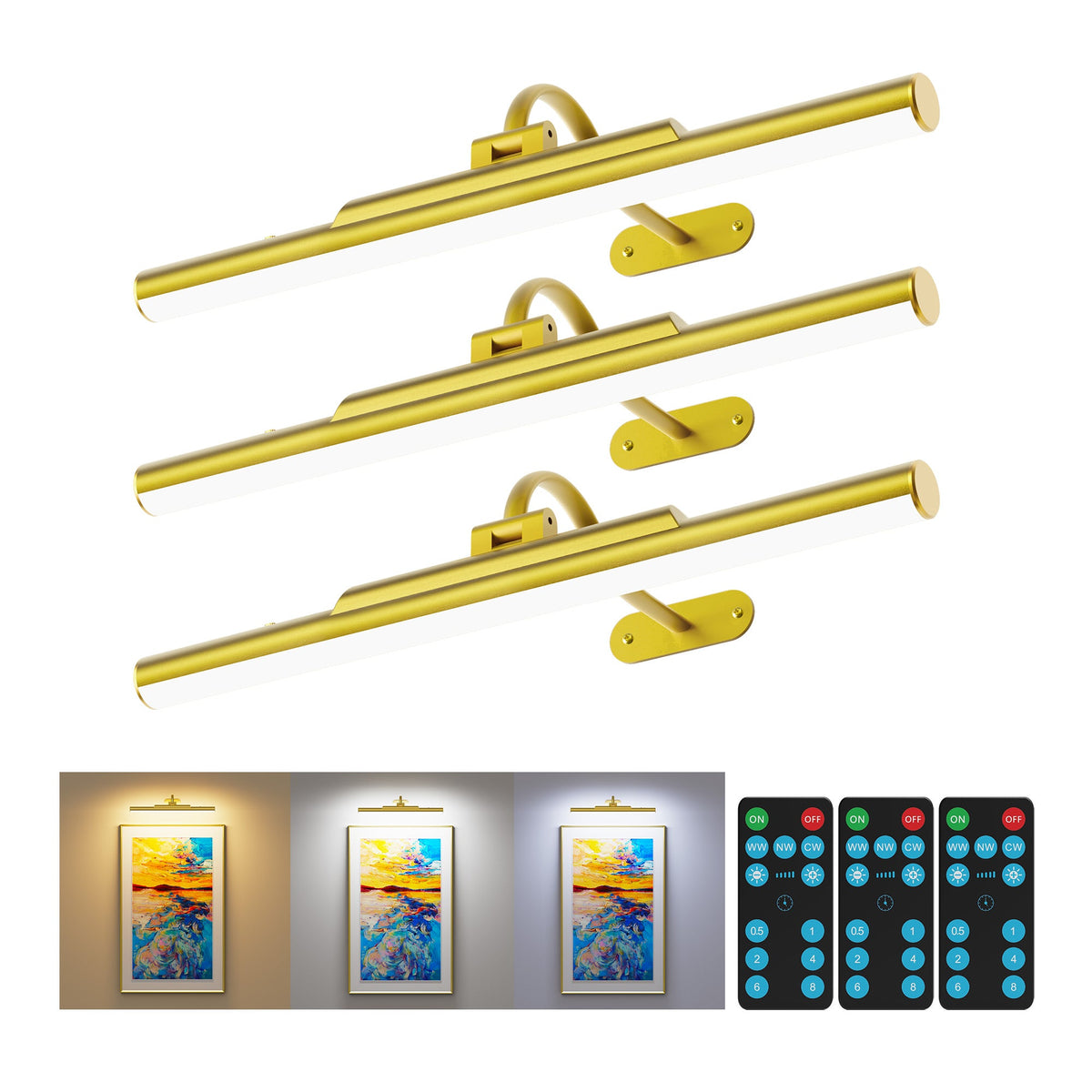 Picture Light for Wall Wireless Rechargeable 16 Inch Gold Craftersmark