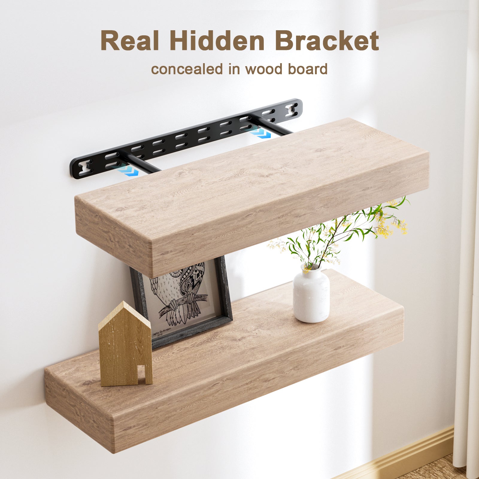 Floating Shelf Brackets--1 inch backplate for shelves 1.5''-2'' thick Craftersmark