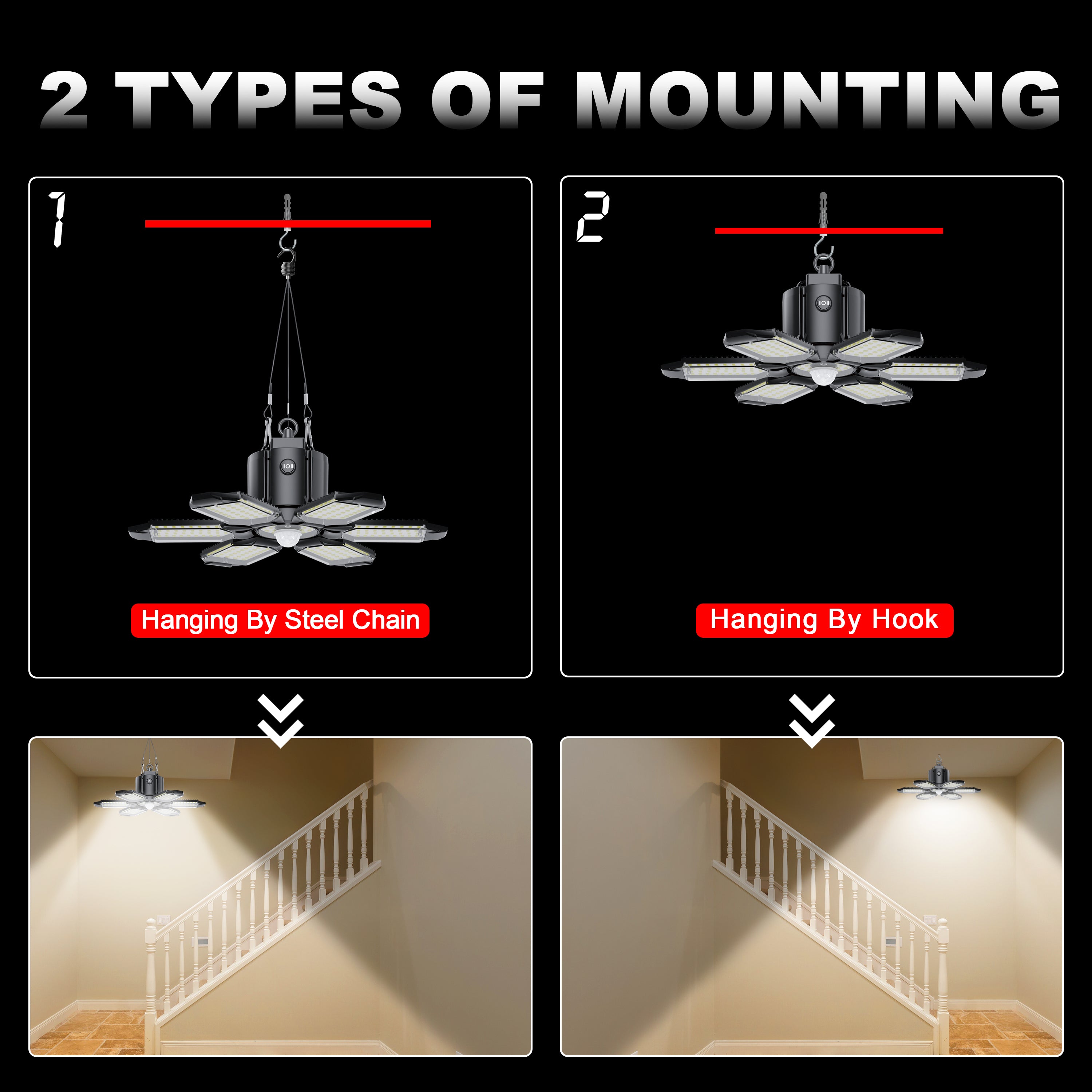 6 Panels 200W 20000LM Motion Sensor Garage Light (plug-in) Craftersmark