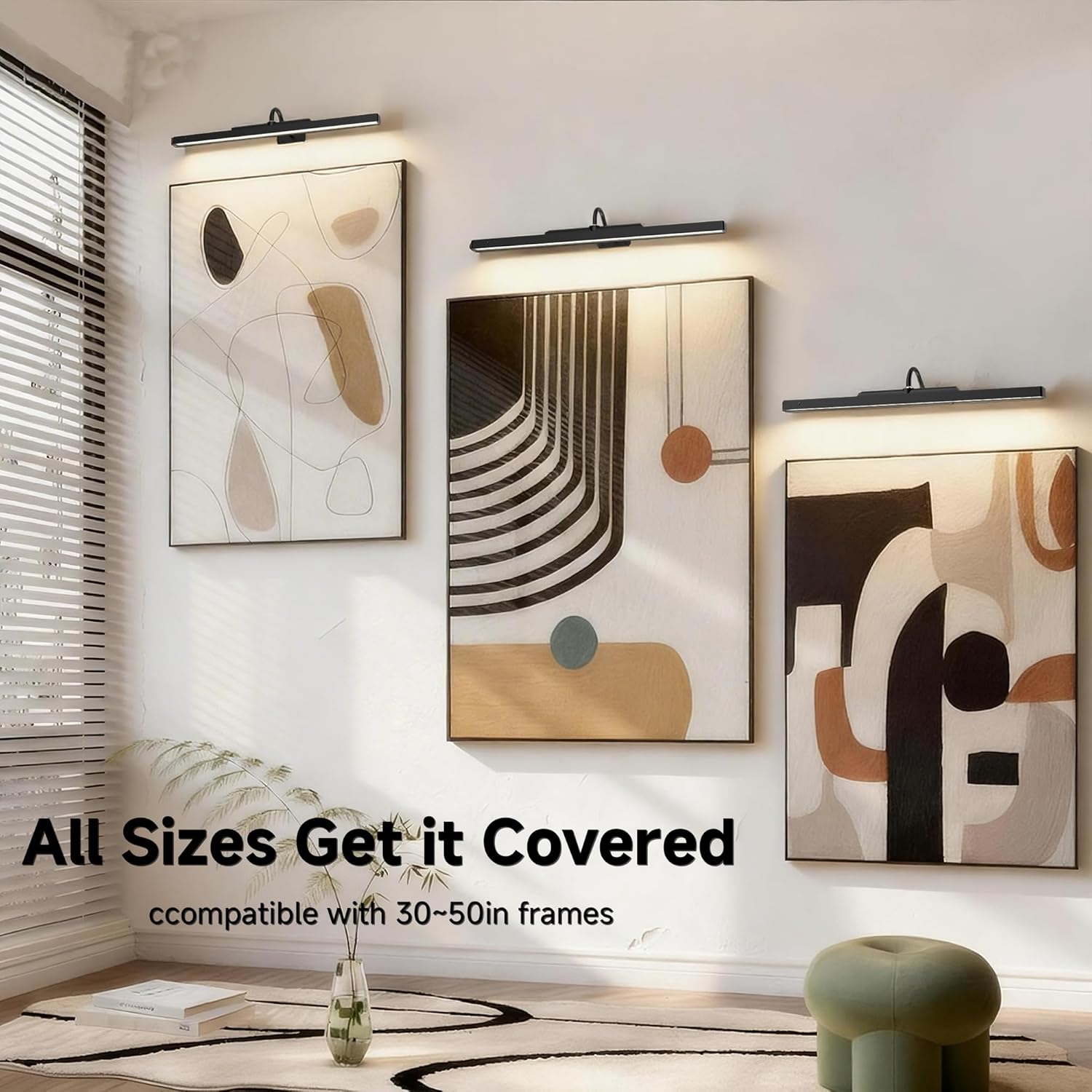 24 Inch Picture Light - Black 6000mAh Battery Operated Wireless Wall Sconce with Remote & Timer for Paintings, Gallery, Mirror & Artwork Craftersmark
